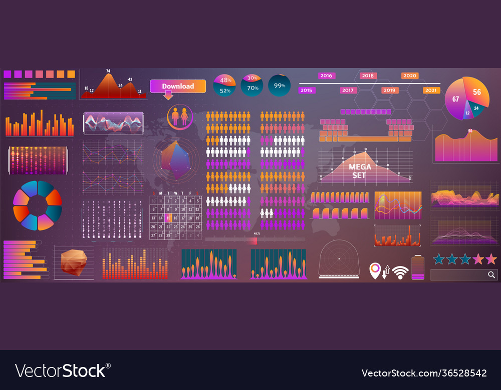 Hud big set elements for design and apps
