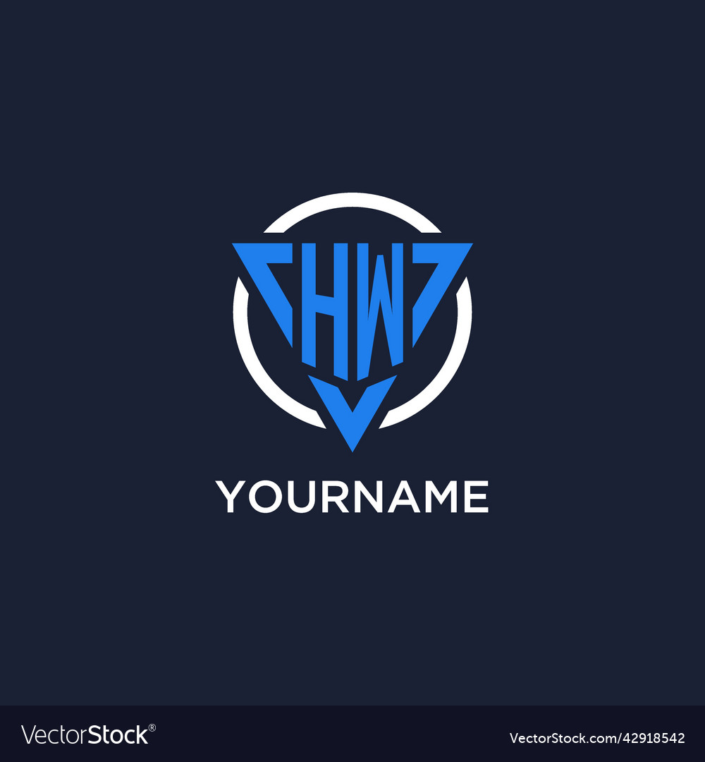 Hw monogram logo with triangle shape and circle