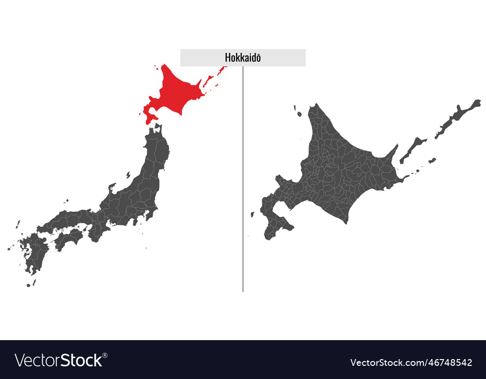 Map Of Hokkaido Prefecture Japan Royalty Free Vector Image