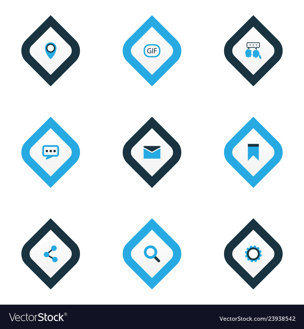 Media icons colored set with gif sticker pennant