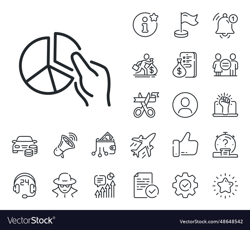 Pie chart line icon presentation graph sign