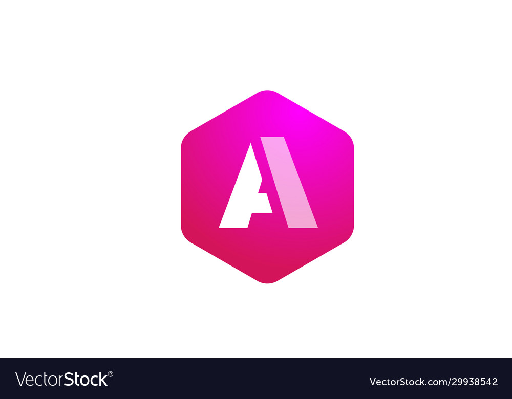 Pink white polygon a alphabet letter logo icon