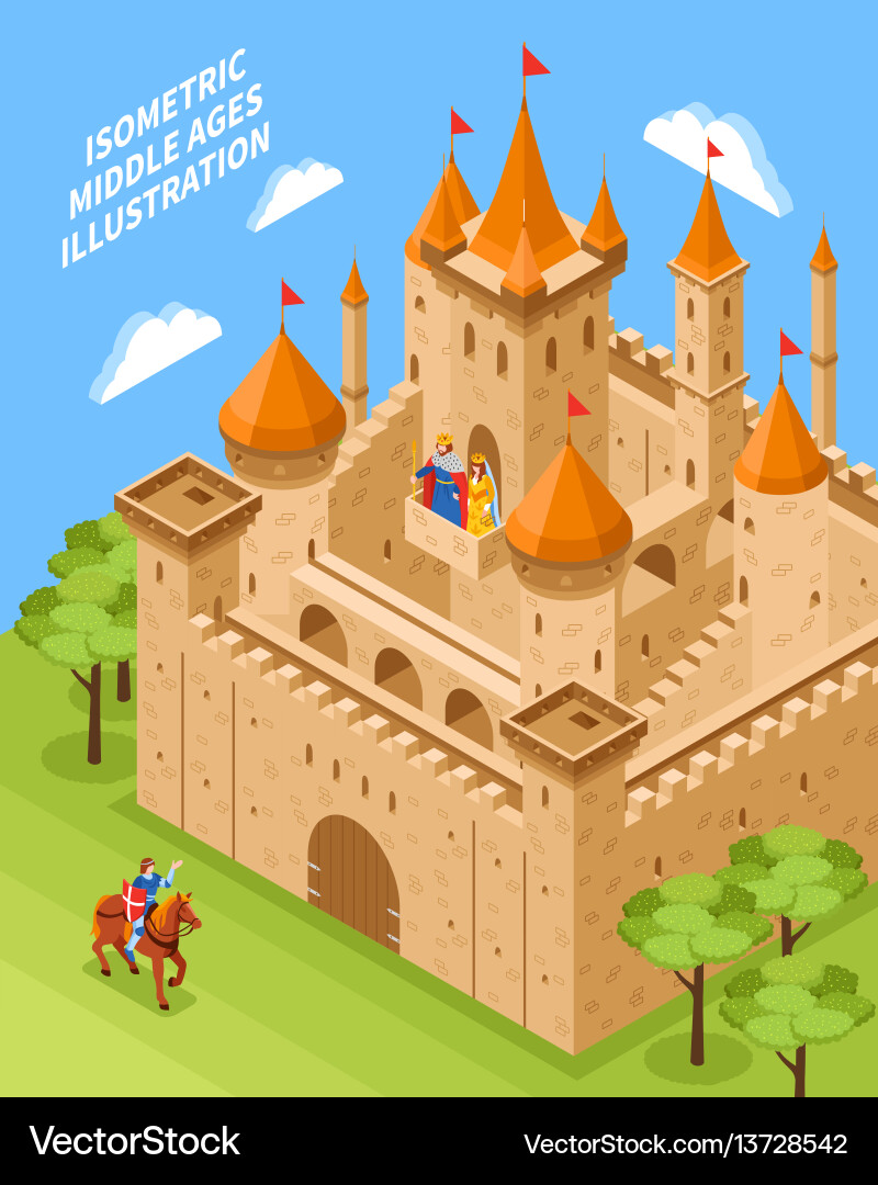 Royal castle composition Royalty Free Vector Image
