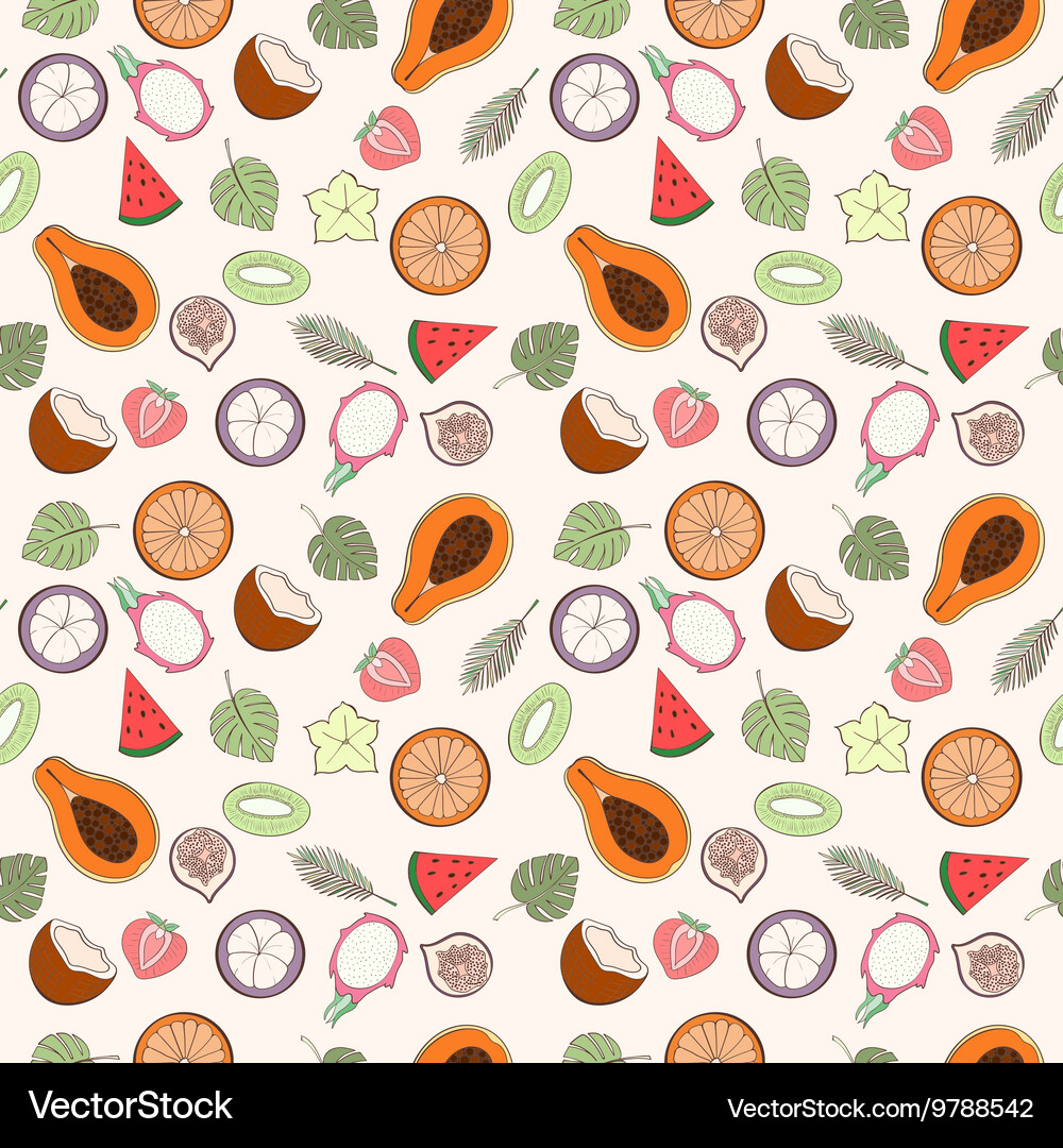 Seamless exotic fruit pattern Royalty Free Vector Image