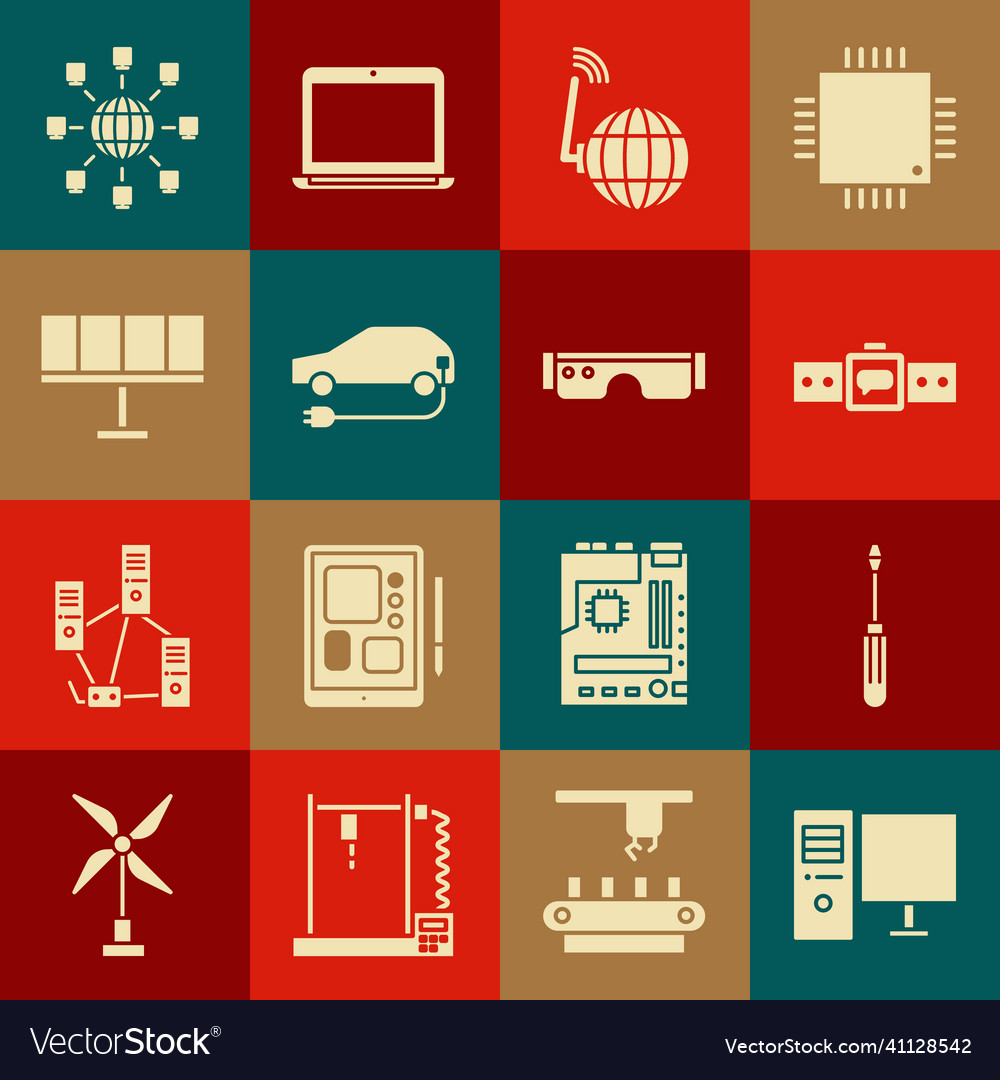 Set computer monitor screwdriver smartwatch Vector Image Set computer monitor screwdriver smartwatch