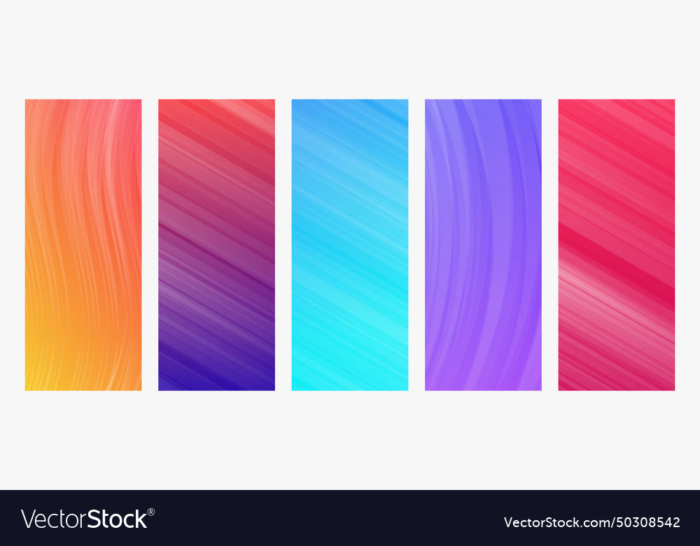 Set of modern gradient backgrounds with wave line