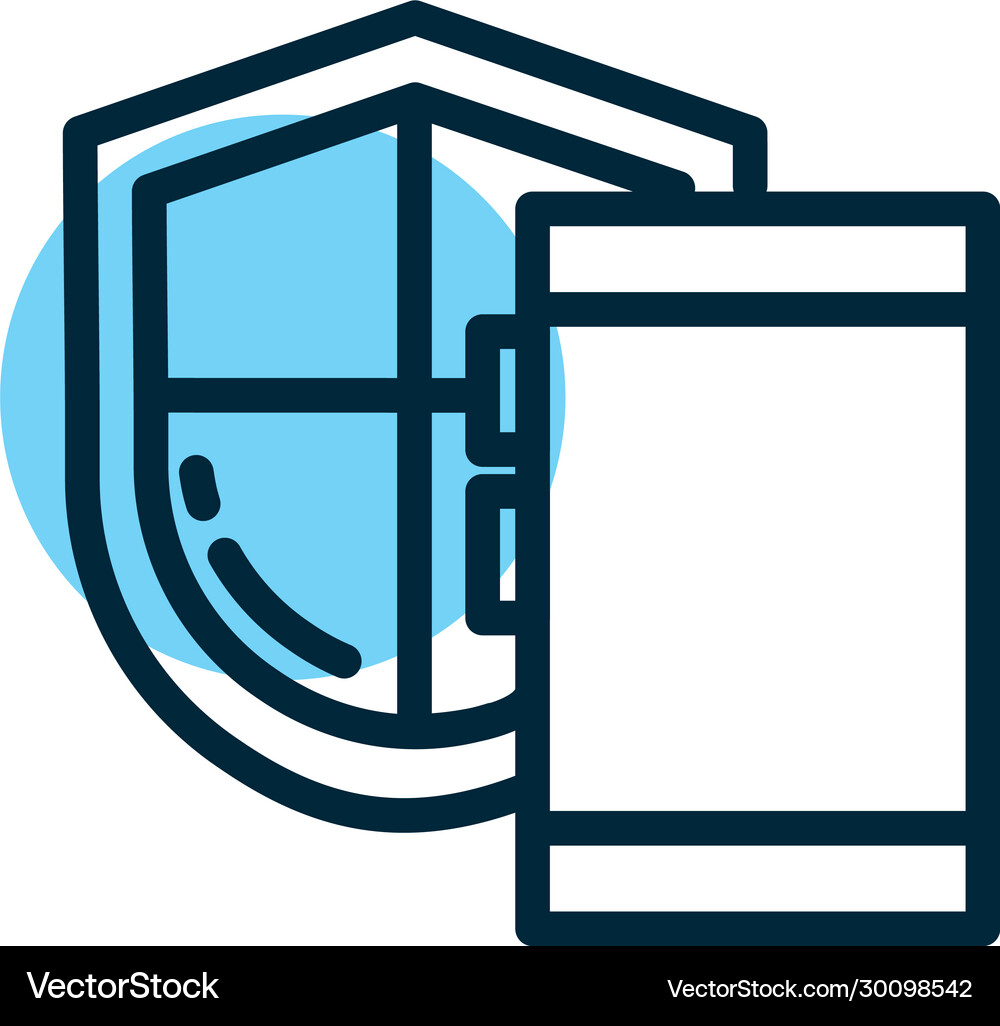 Shield with database line style icon Royalty Free Vector