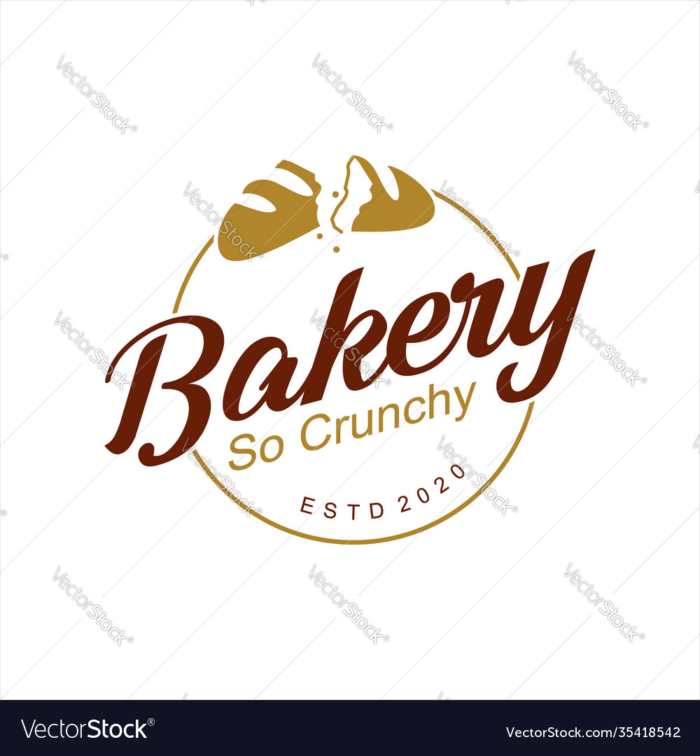 Simple crunchy bakery logo badge Royalty Free Vector Image