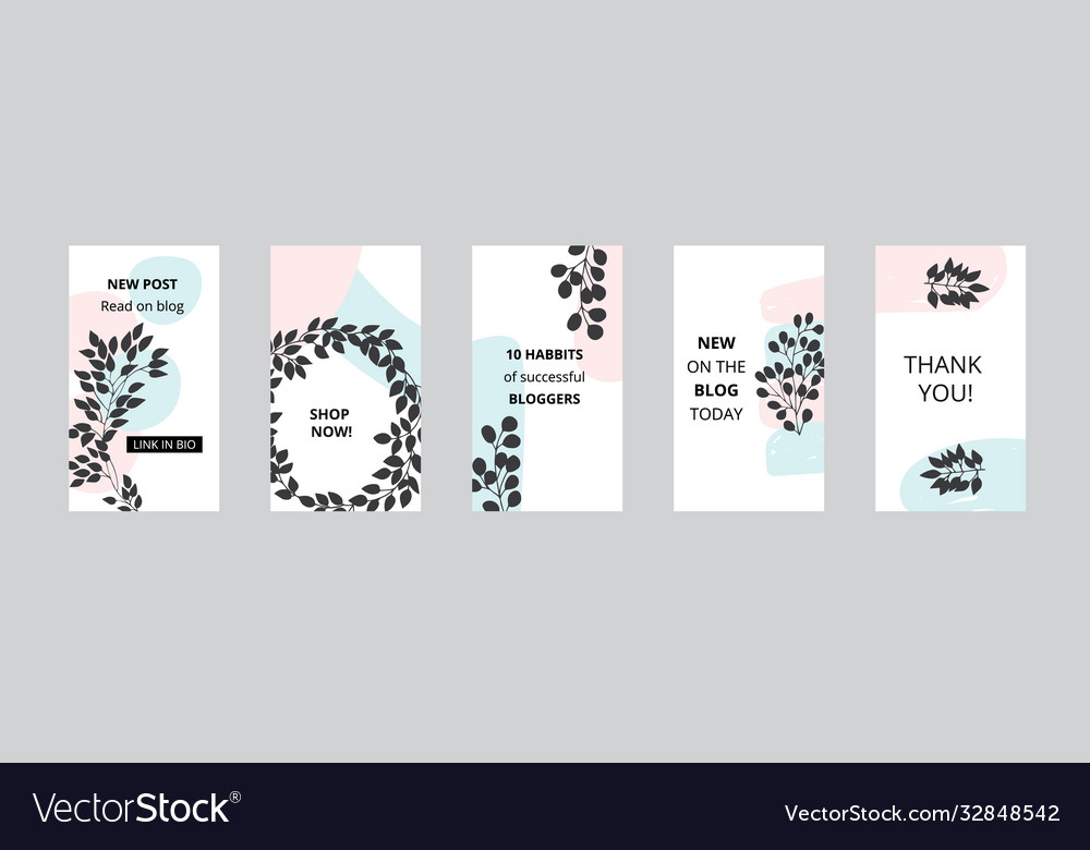 Stories templates set with black silhouette