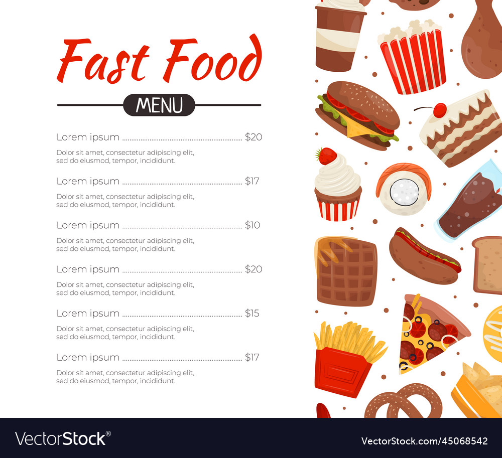 Tasty fast food banner design with appetizing Vector Image