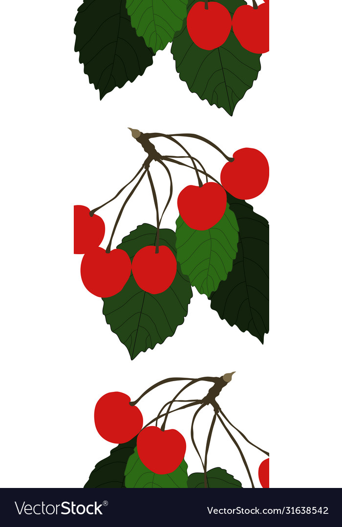 Vertical seamless border with cherries