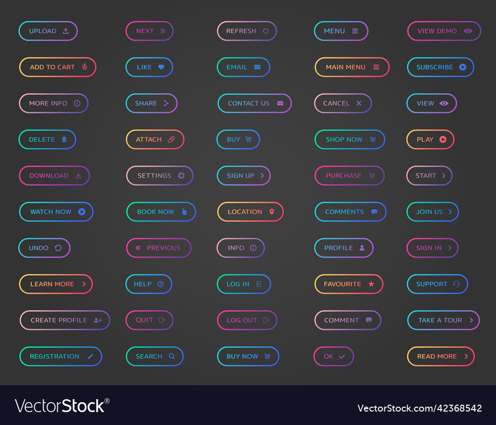 Web buttons collection ui