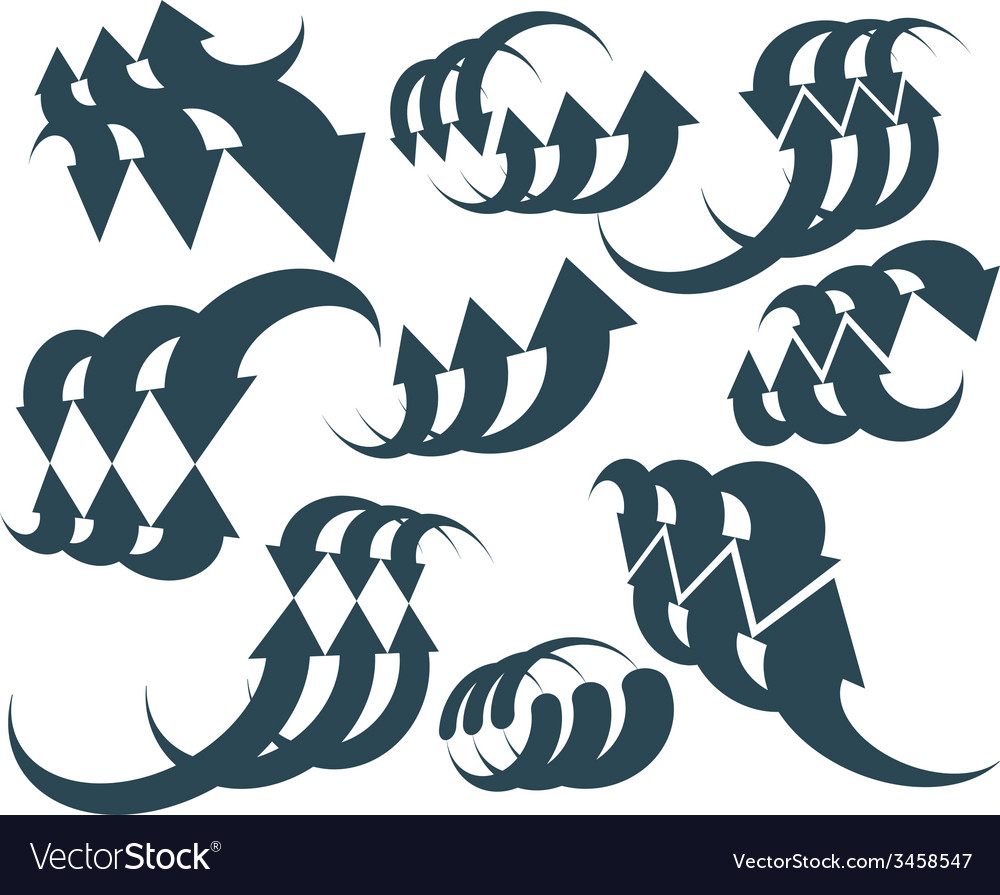 Arrows abstract symbol collection single color