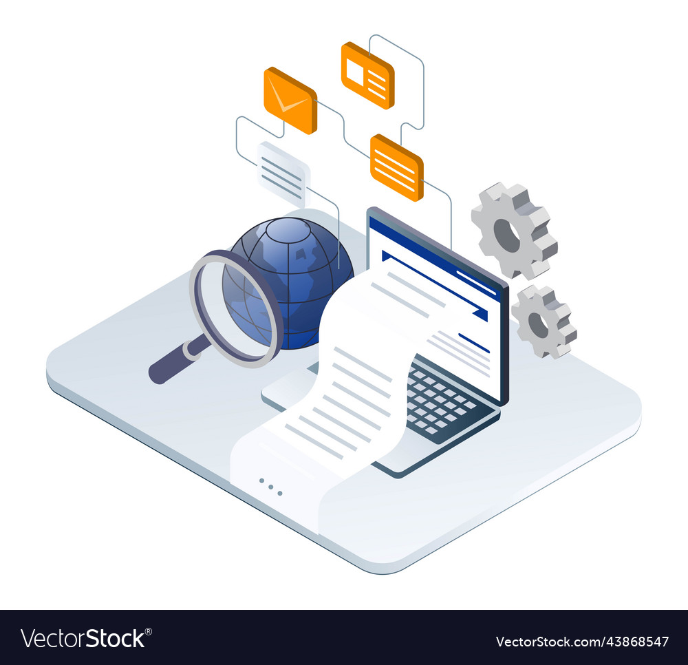 Automatic data generator in isometric vector image Automatic data generator in isometric