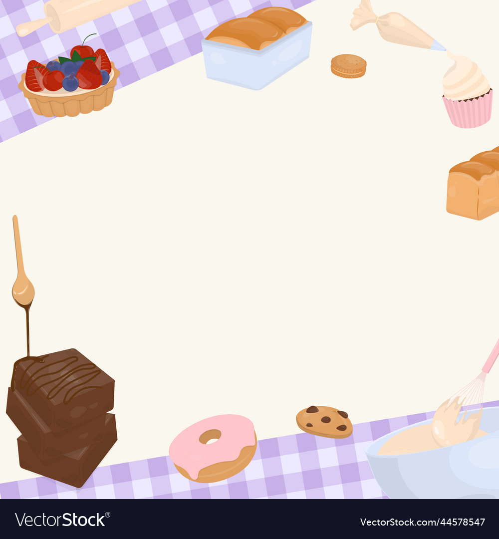 Bakery baking with checkered pattern background Vector Image Bakery baking with checkered pattern background