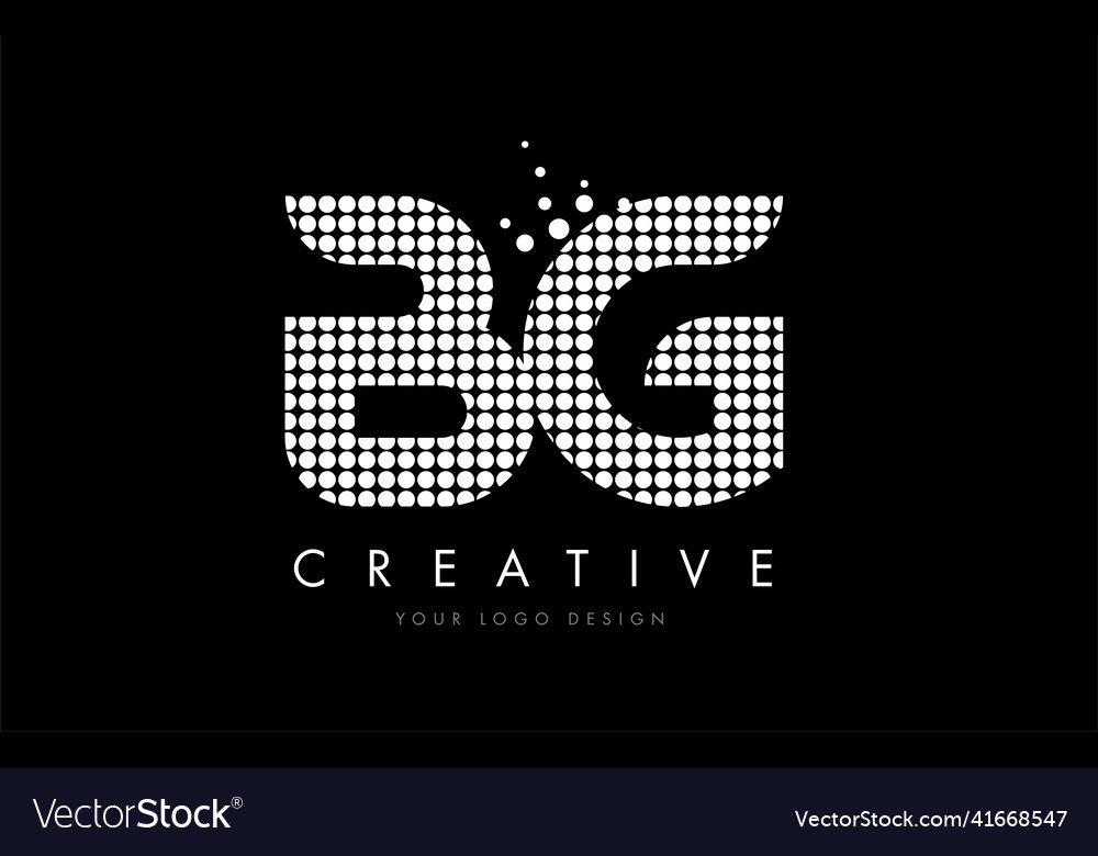 Bg b g letter logo design white magenta dots