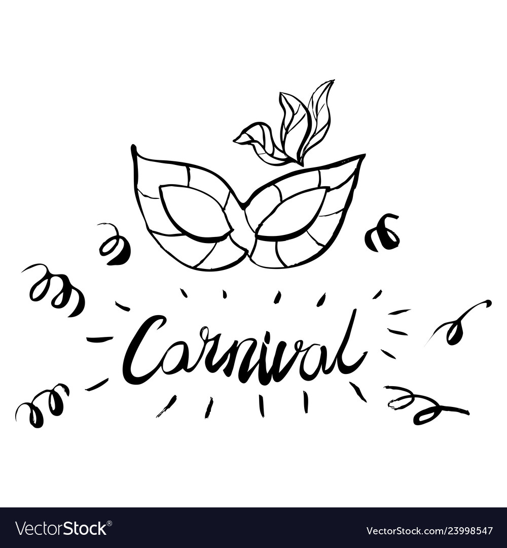 Fasching Hand gezeichnete Schrift und Maske für Brasilien vector image Fasching Hand gezeichnete Schrift und Maske für Brasilien
