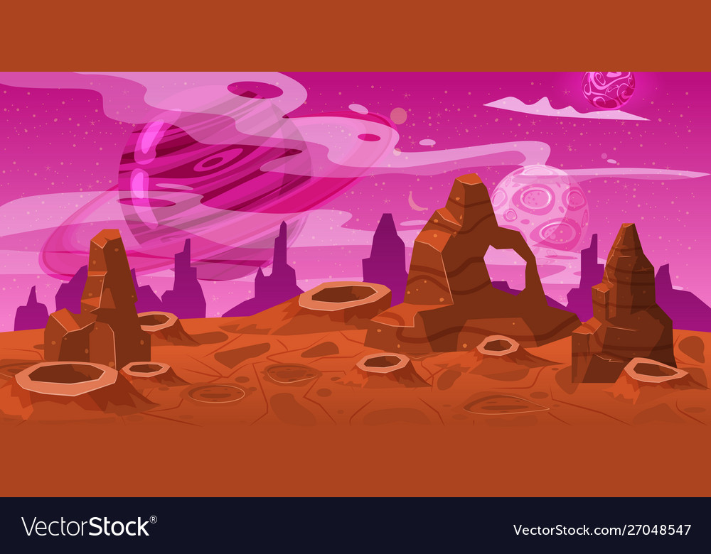 Fantasy concept space cartoon game background Vector Image