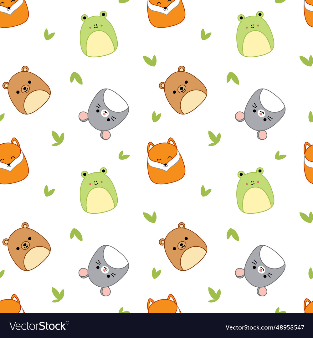 Forest animals on seamless pattern squishmallows Vector Image