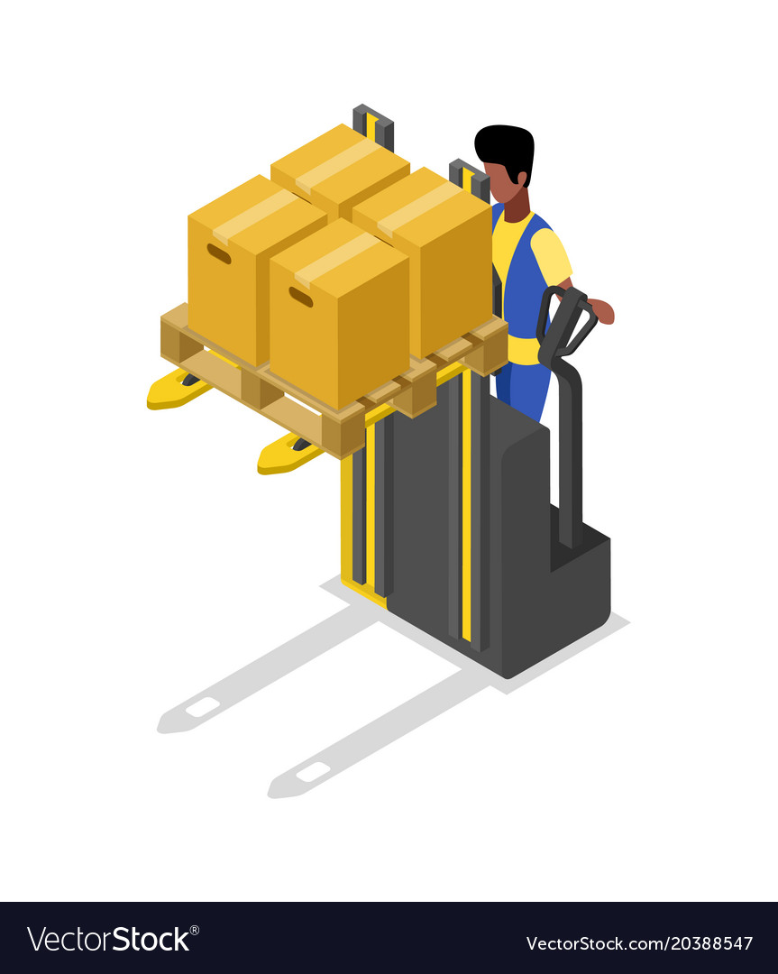 Forklift Loading Boxes Isometric Icon