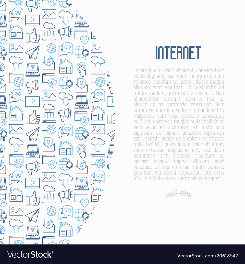 Internet concept with thin line icons vector image Internet concept with thin line icons