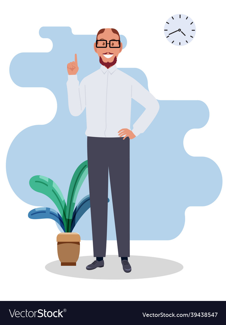 Man points up with his index finger