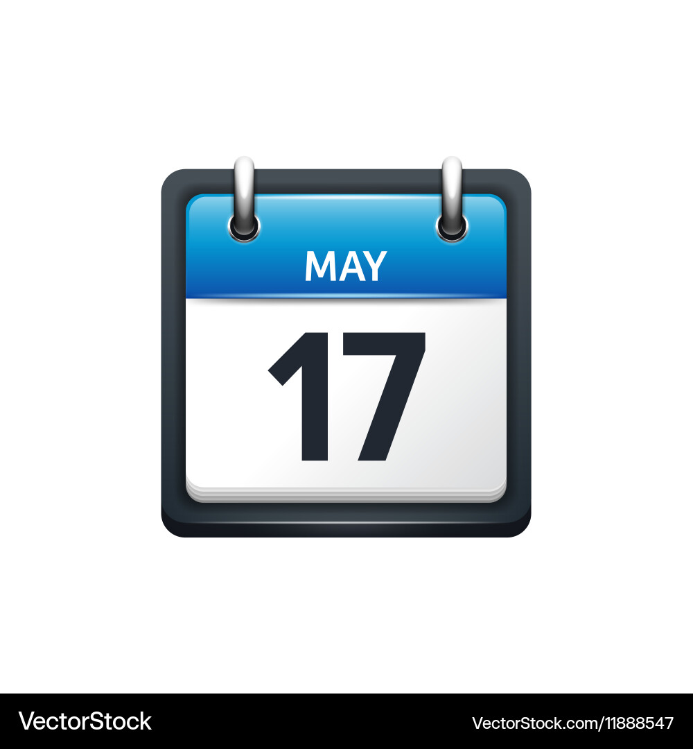 May 17 calendar icon flat Royalty Free Vector Image
