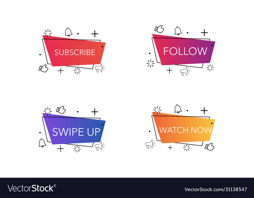 Modern design bloggers buttons subscribe follow vector image Modern design bloggers buttons subscribe follow