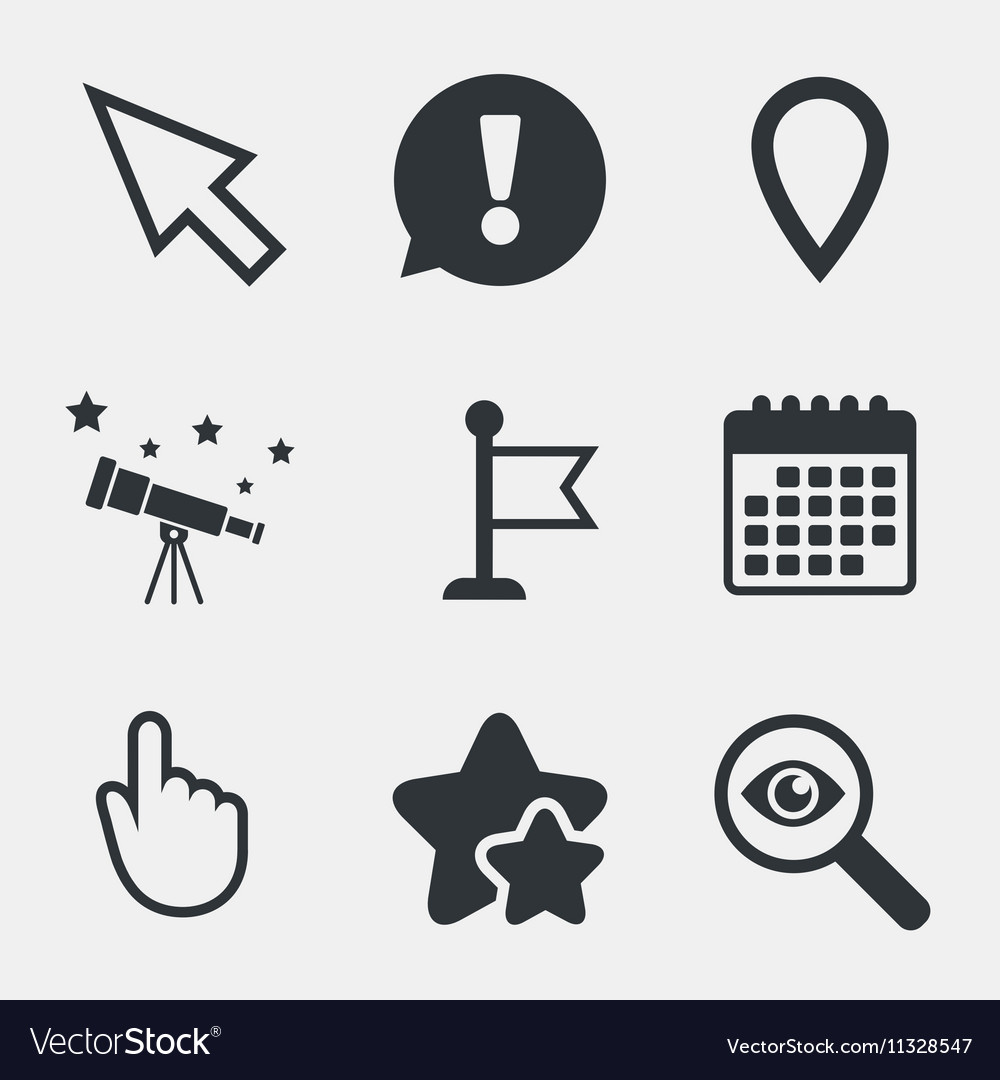 Mouse cursor icon hand or flag pointer symbols
