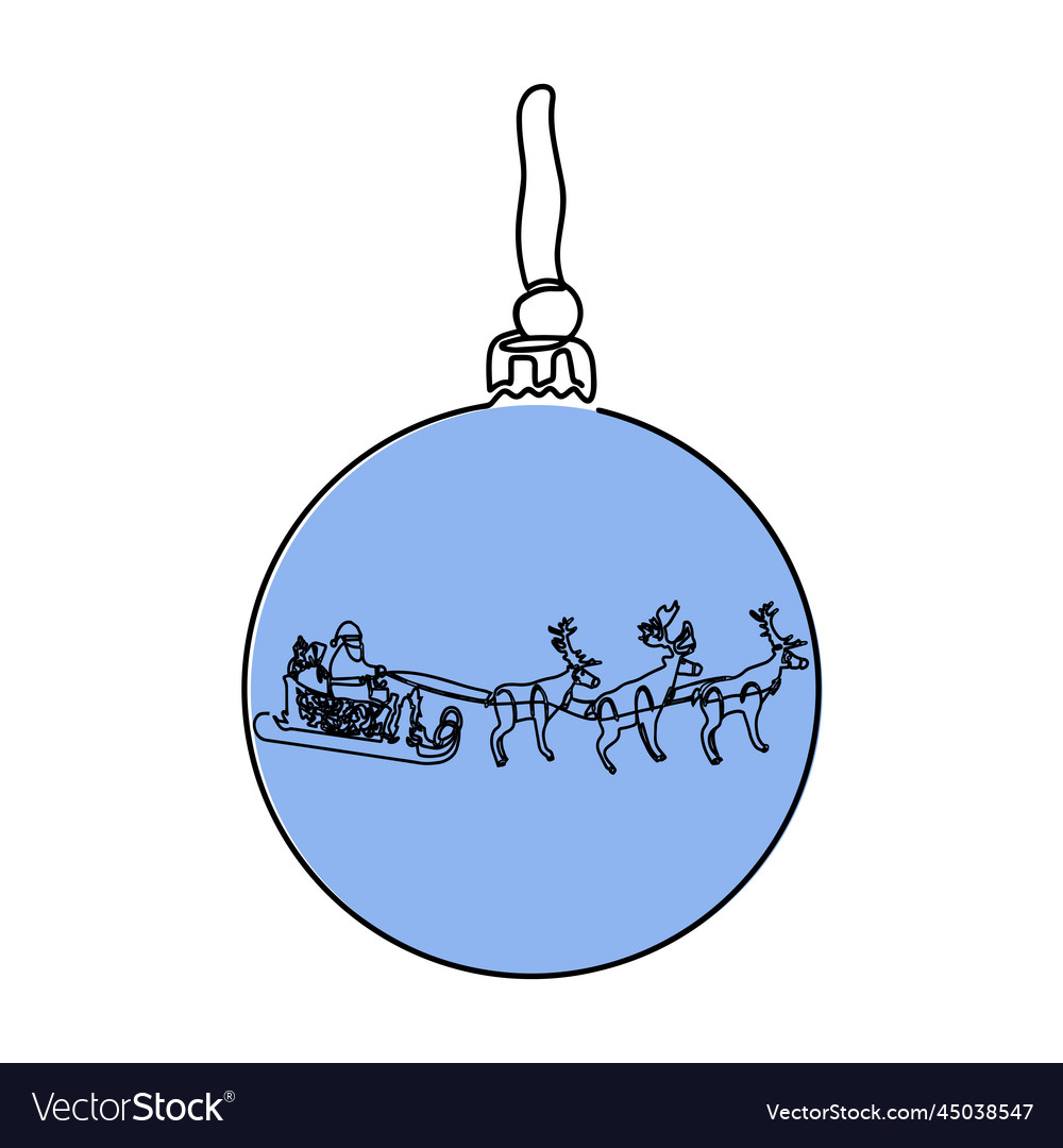 One line drawing cartoon sleigh