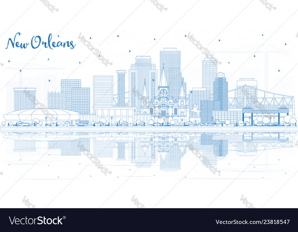 Outline new orleans louisiana city skyline Vector Image