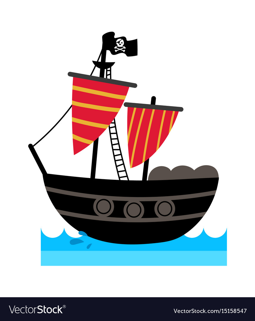 Pirate isolated icon with ship