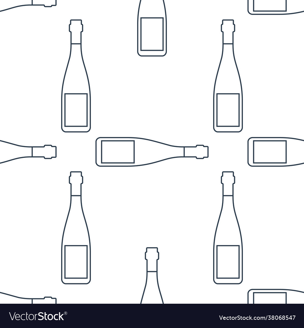 Red wine bottles seamless pattern line art style