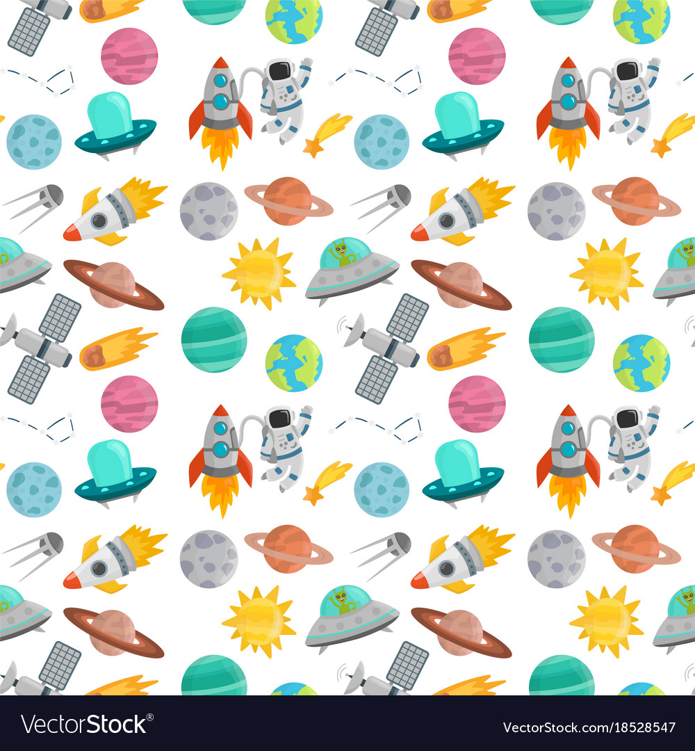 Space Astronaut Seamless Pattern