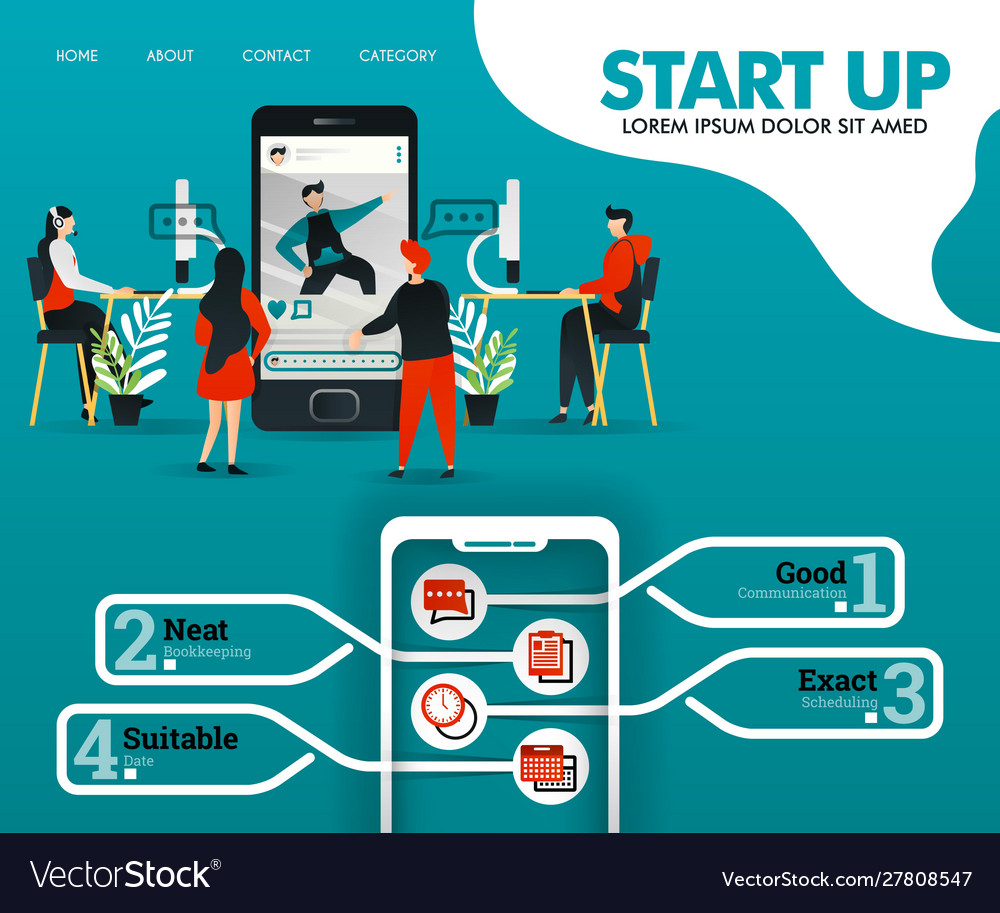 Start up is developing application programmer vector image Start up is developing application programmer