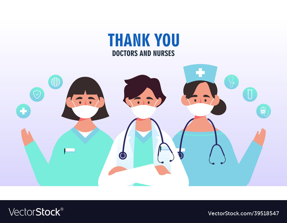 Thank you doctors and nurses flat design Vector Image