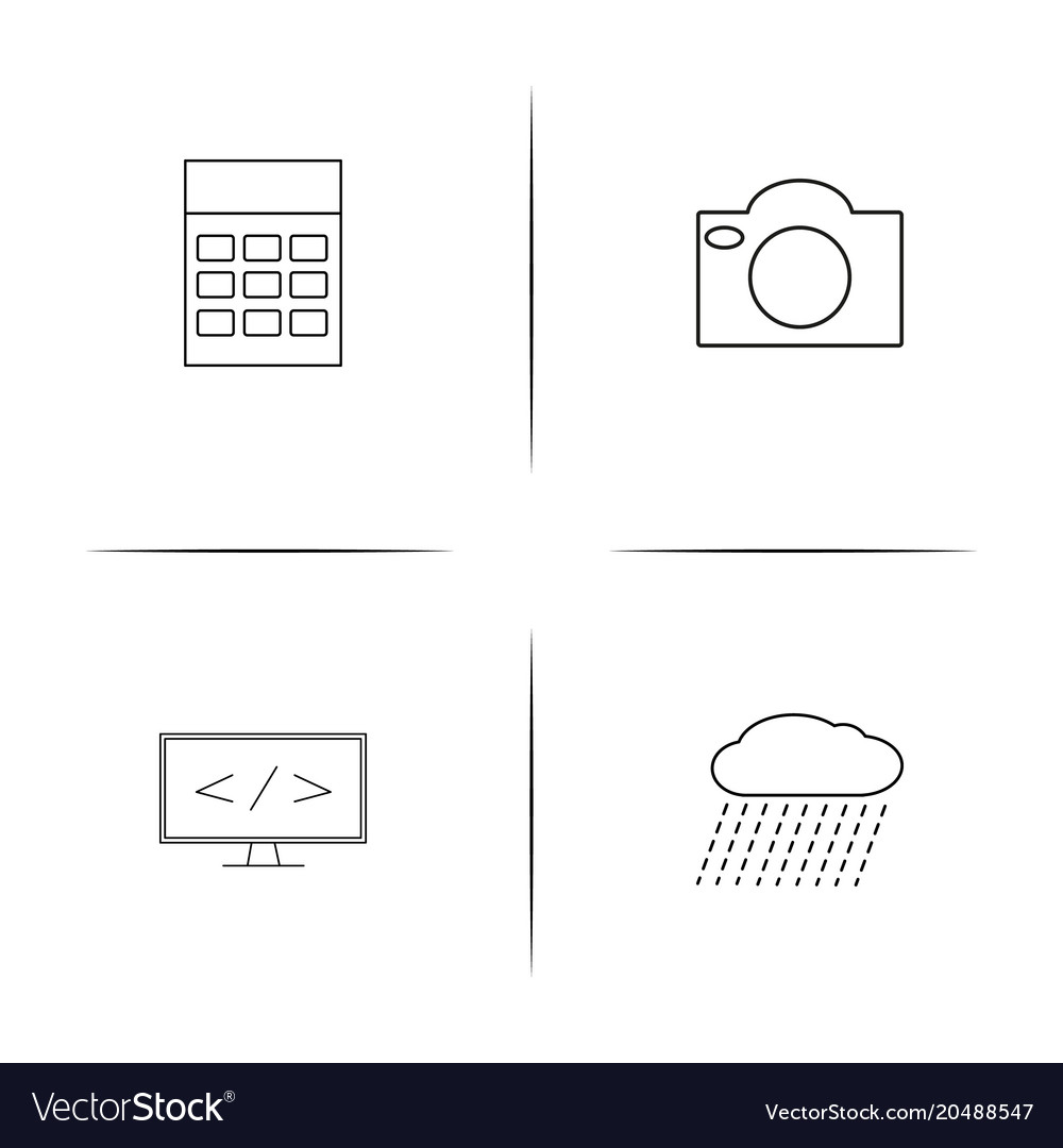 Web and text simple linear icons set outlined