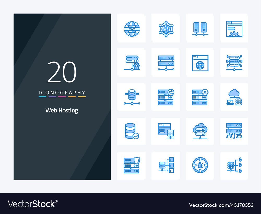 20 web hosting blue color icon for presentation