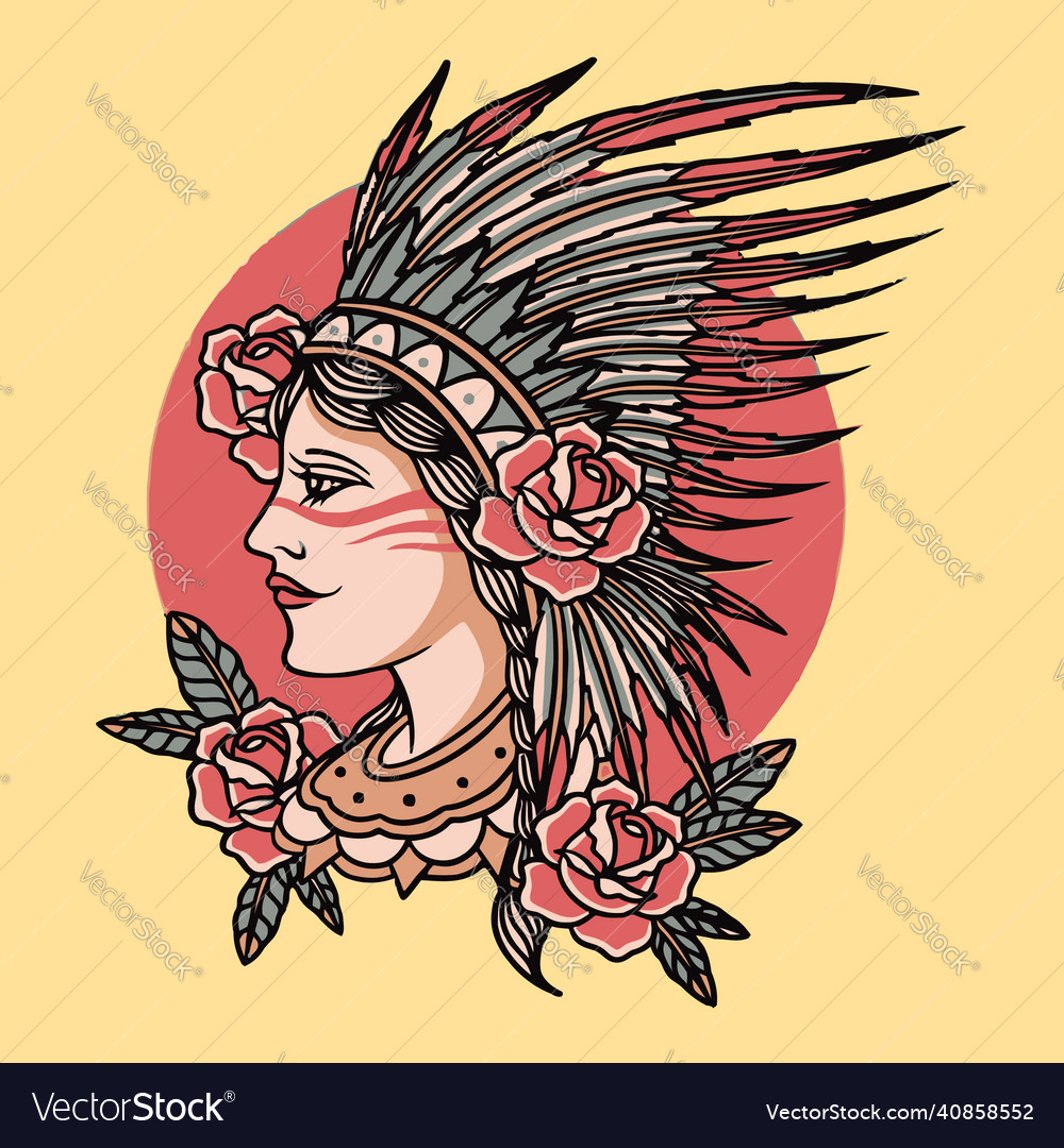 Artwork beautiful women face with red rose Vector Image