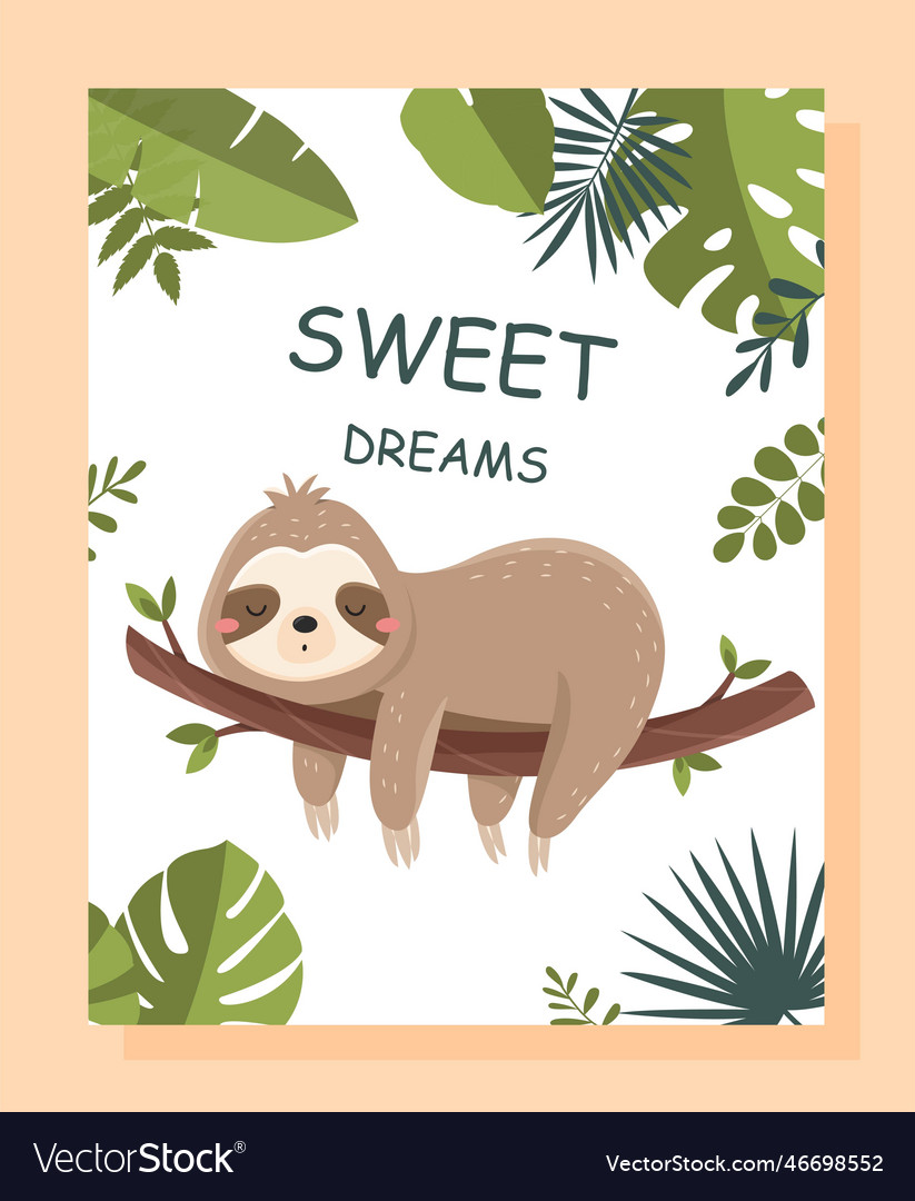 Cute sloth banner Royalty Free Vector Image - VectorStock