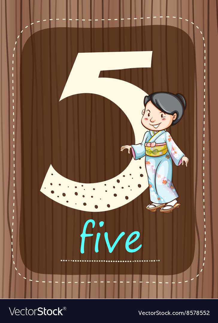 Flashcard number 5 with and word