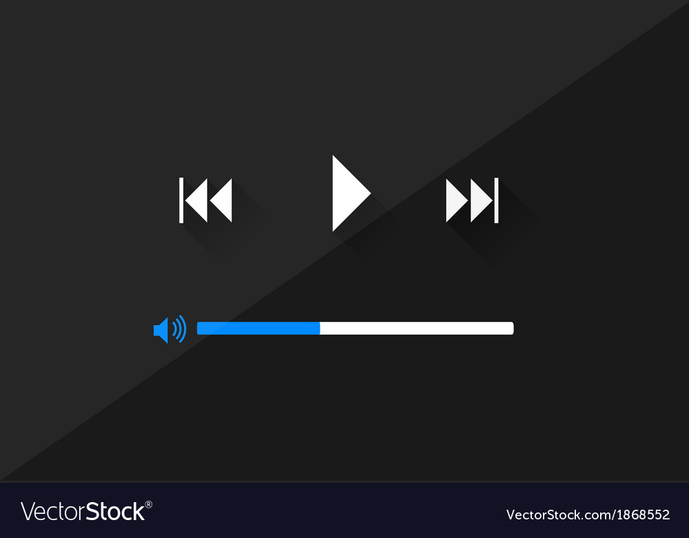 Flat player application in stylish colors