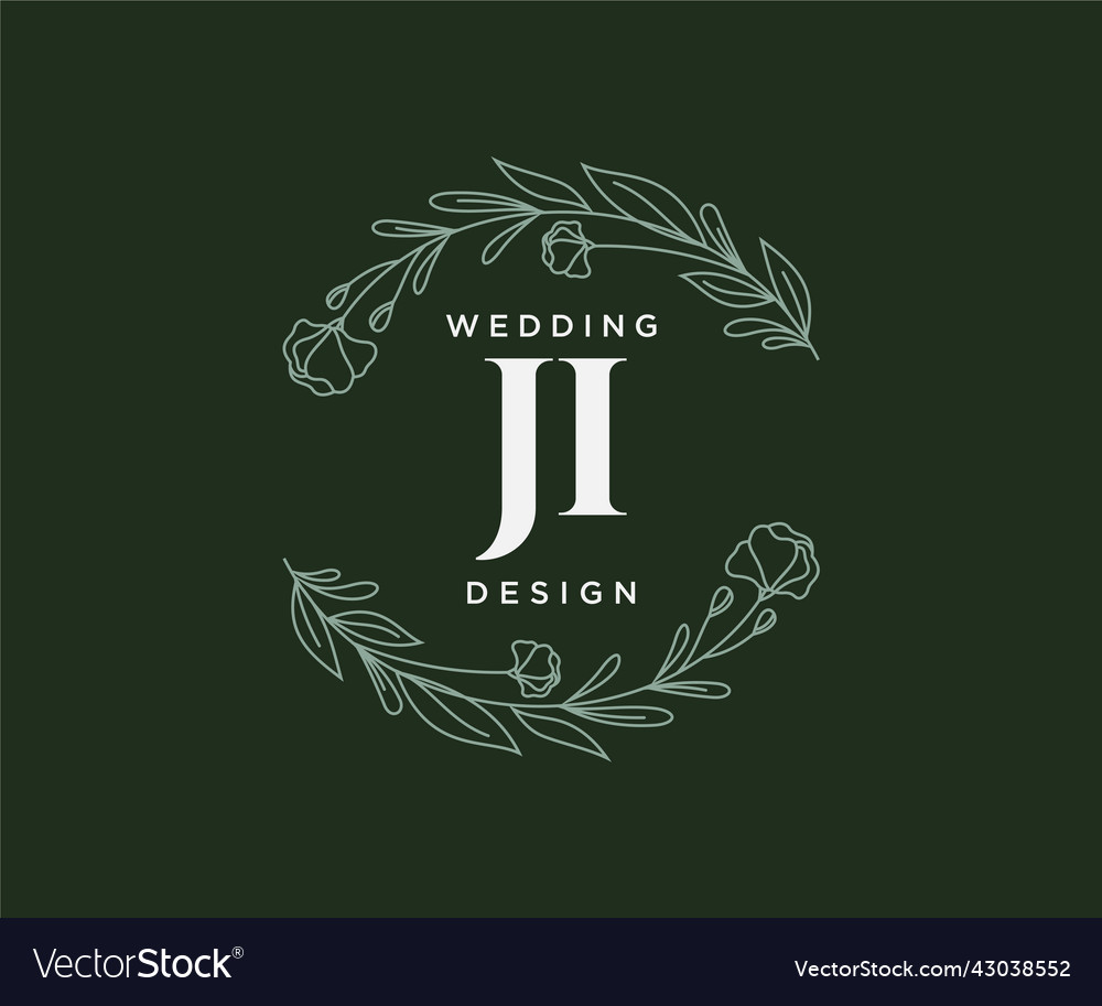 Ji initials letter wedding monogram logos Vector Image