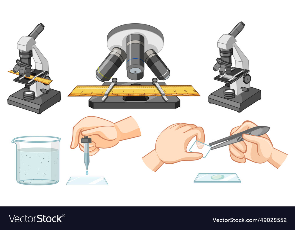 Science experiment with microscope sample