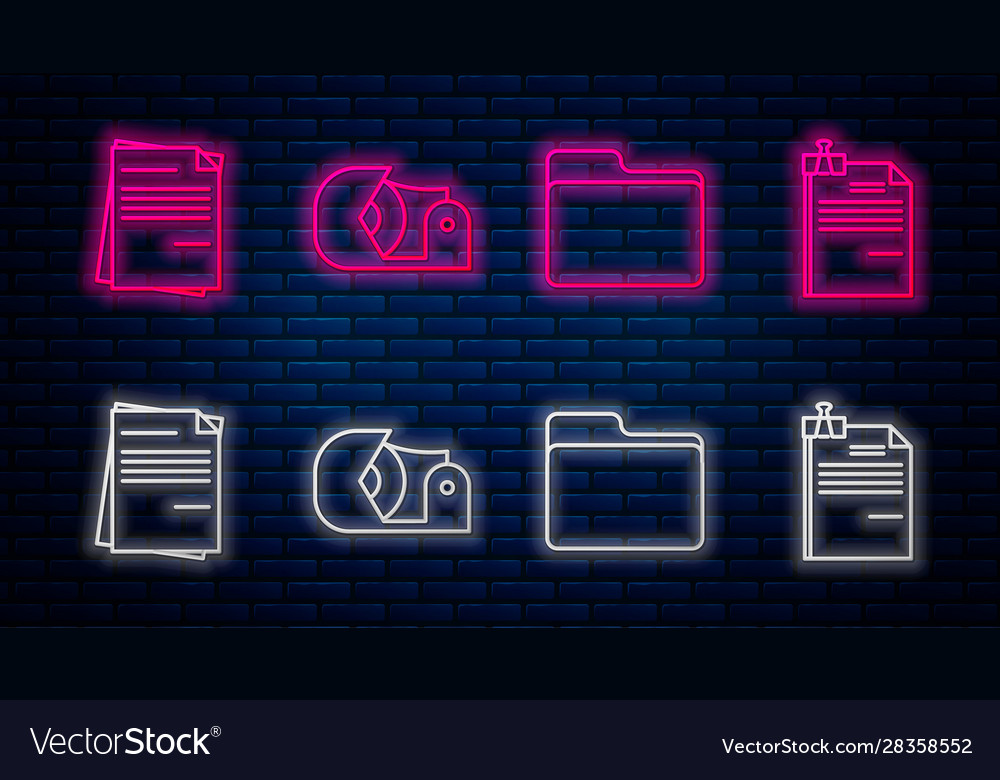 Set line scotch document folder file vector image Set line scotch document folder file