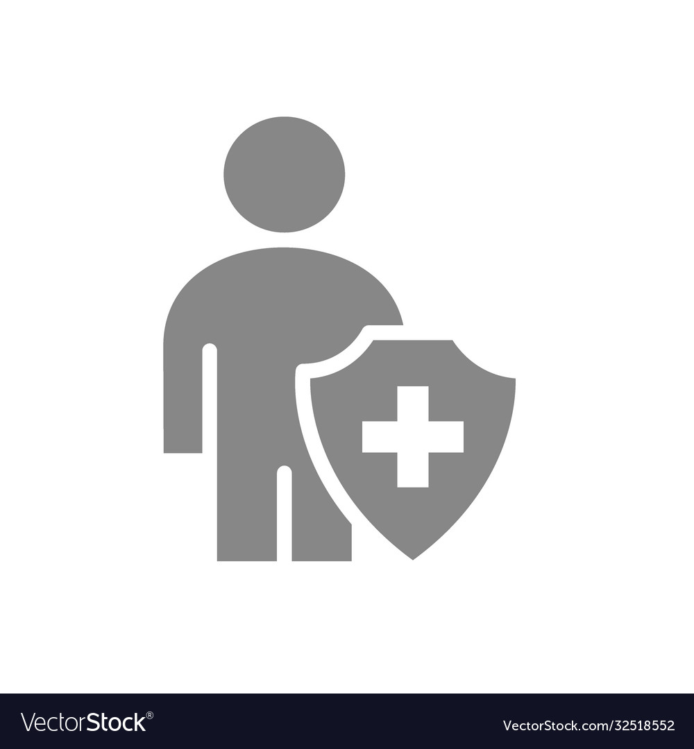 User Profile With Shield Gray Icon Worker Vector Image