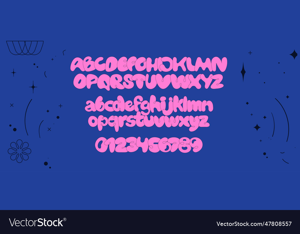 Bubble Pink On Blue Font Inflated Shape Alphabet Vector Image 5423