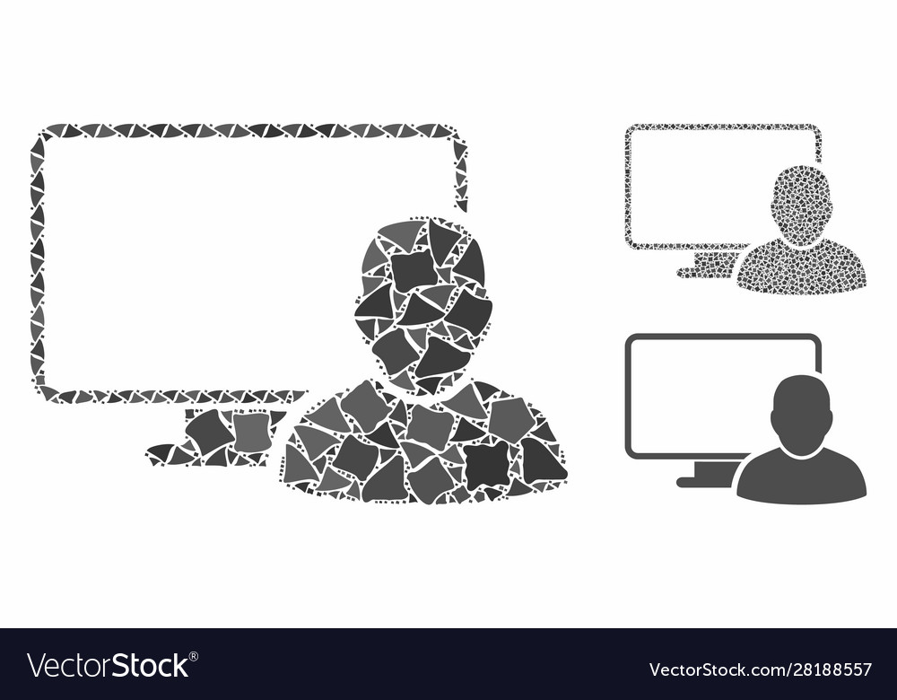 Computer user composition icon abrupt parts vector image Computer user composition icon abrupt parts