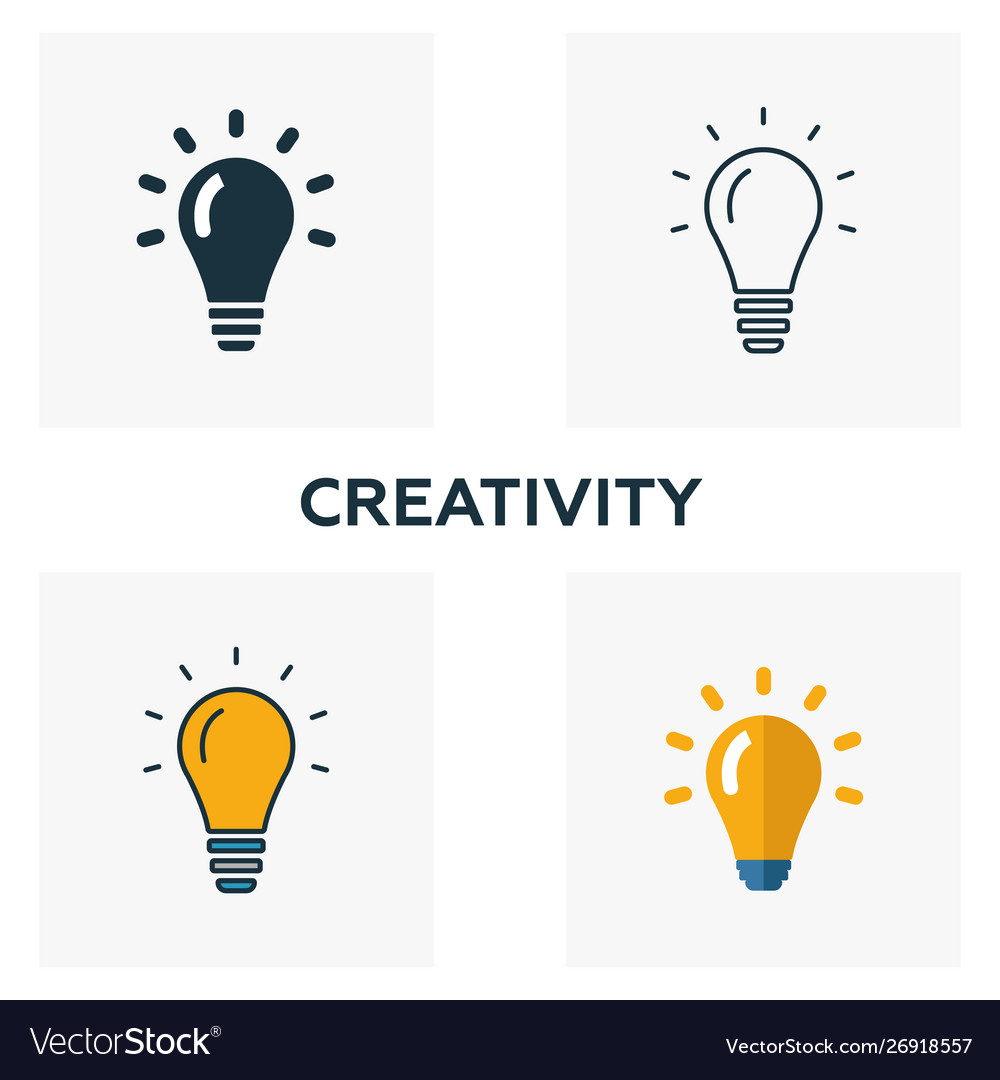 Creativity icon set four elements in different vector image Creativity icon set four elements in different