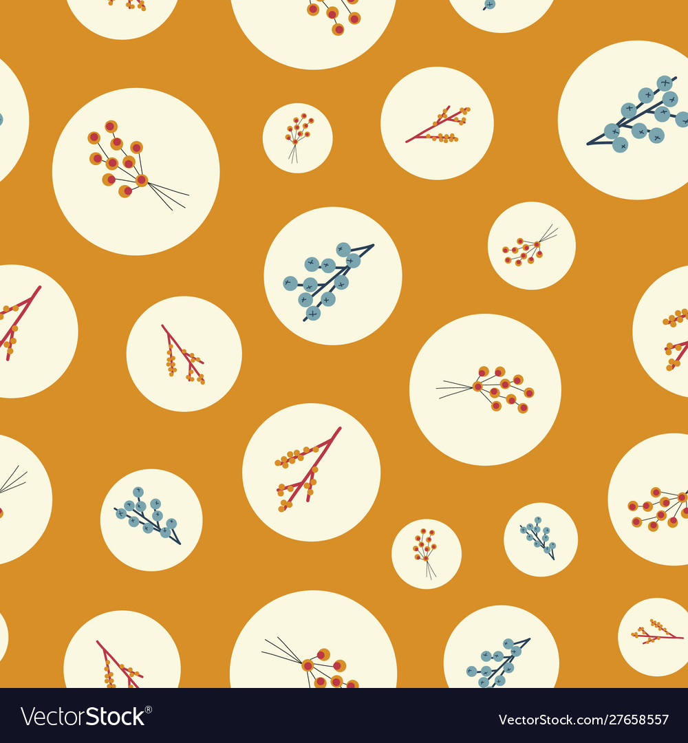 Fall nature polka dot pattern with autumn elements